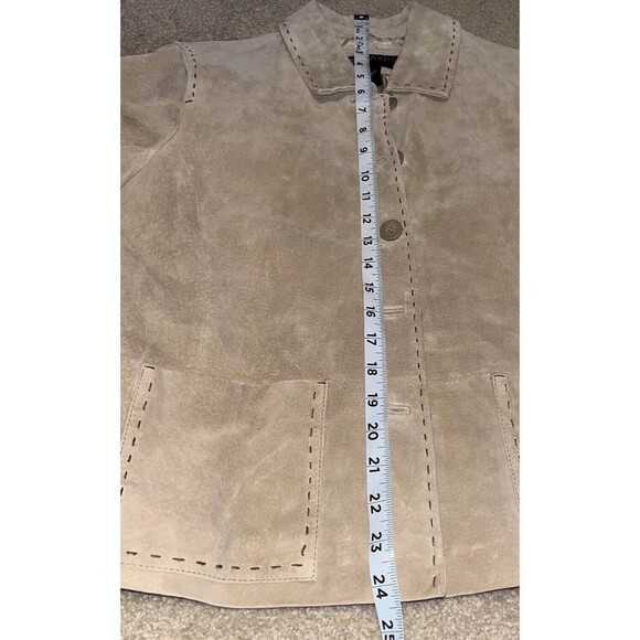 NWT Bernardo P/S Genuine Suede Leather Jacket Womens tan Lined Button Up Western - Picture 9 of 16